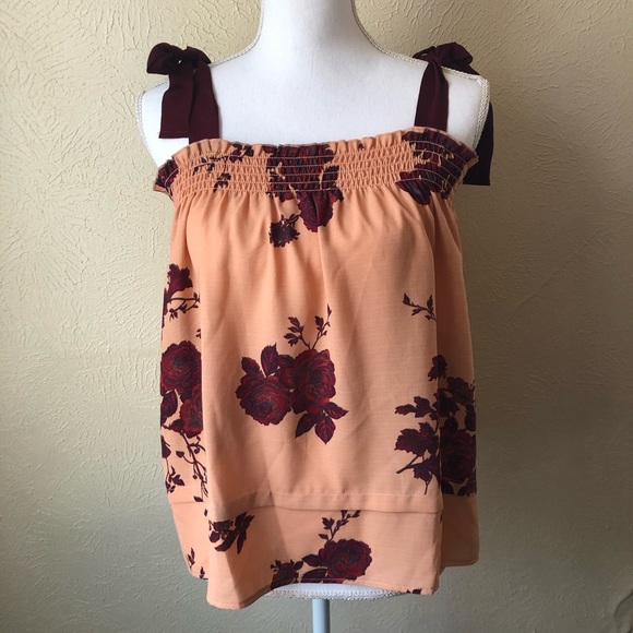 bobeau Tops - Bobeau Banded Sleeveless Top with Tie Shoulders XL